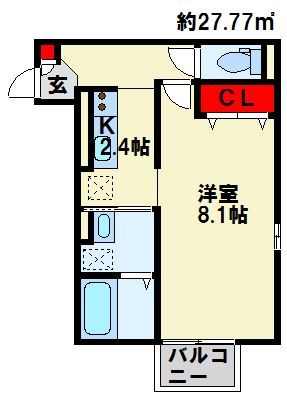 Carnelian穴生 102号室 間取り