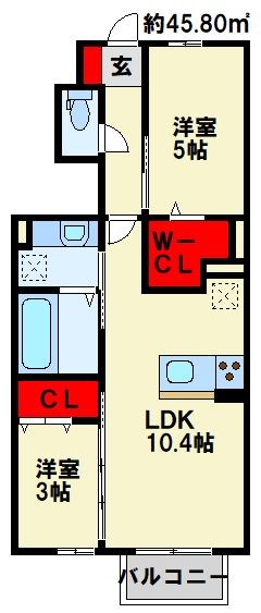 セジュール原町Ⅵ 103号室 間取り