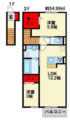 セジュール原町Ⅵ 205号室 間取り
