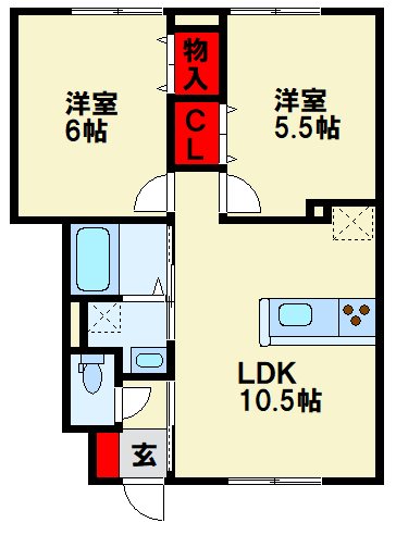 サンハイツ日照   102号室 間取り
