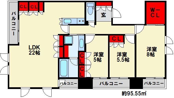 リビオ大手町グランエンブレム 410号室 間取り