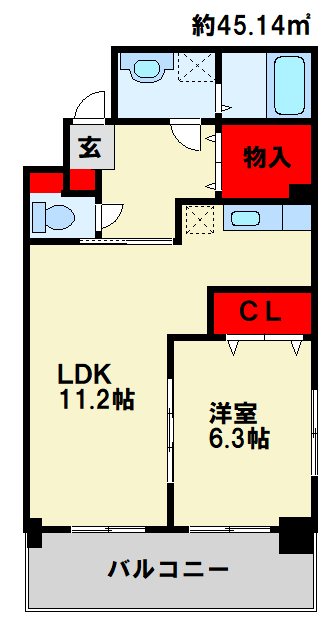 フォレスト陣原 801号室 間取り