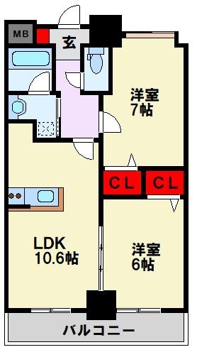 グランドツイン黒崎 A棟 1202号室 間取り