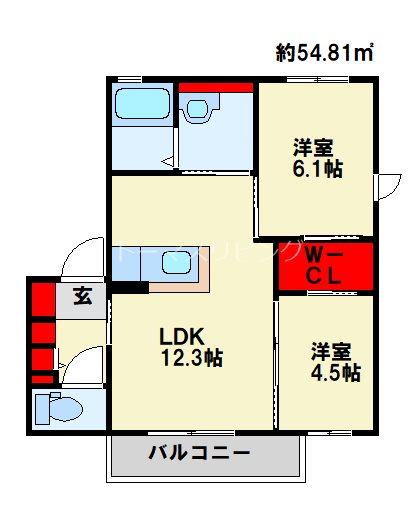 クラヴィエ中二十A 間取り図