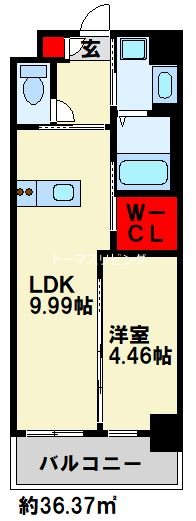 ウイングス三郎丸 605号室 間取り