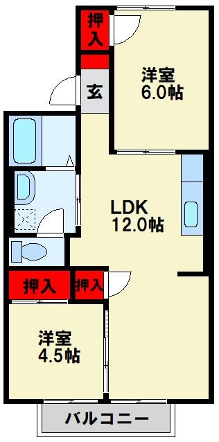 ルナハイツ A棟  102号室 間取り