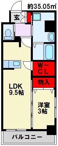City Court 折尾  702号室 間取り