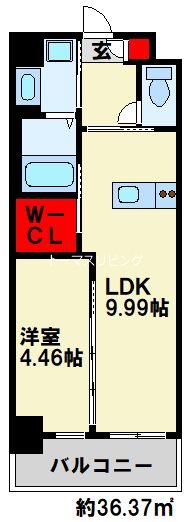 ウイングス三郎丸 703号室 間取り