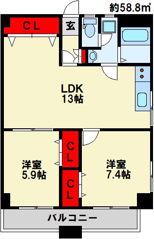 フェルト168 402号室 間取り
