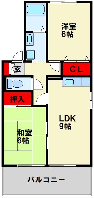 サンセジュール 102号室 間取り