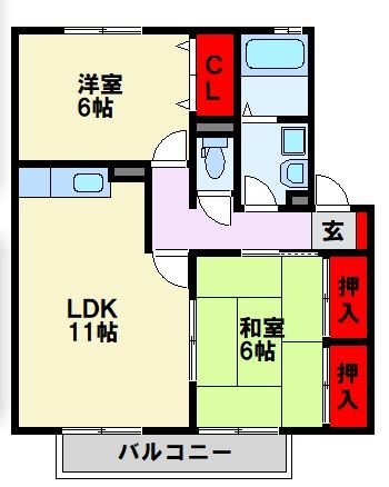 ロイヤルガーデン芳賀 C棟 202号室 間取り