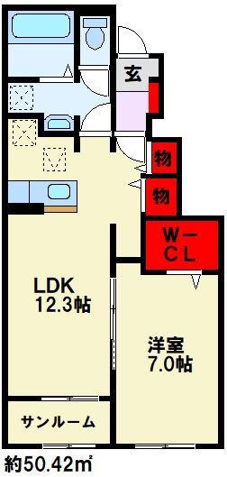 サングレイス橘 A棟 102号室 間取り