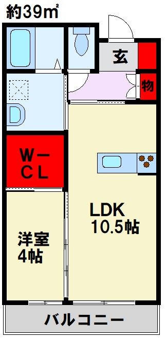 LAVIERE上上津役 102号室 間取り