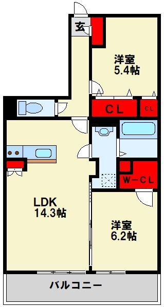 クレイン泉ヶ浦 302号室 間取り