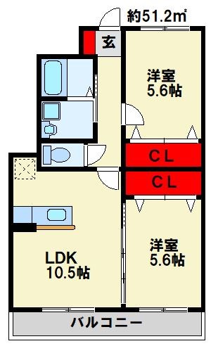 エスポワールISHIBASHI 106号室 間取り