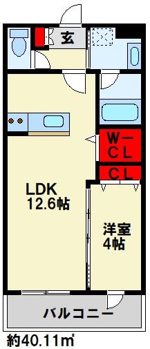 ミーナ白銀 102号室 間取り