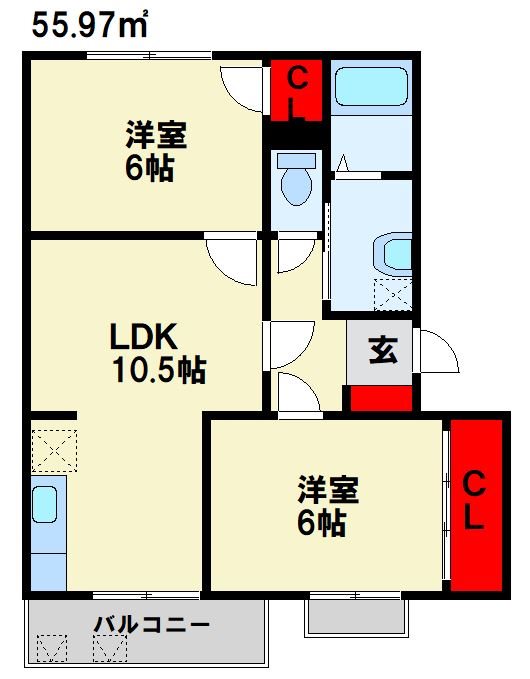 ロジュマン本城　 201号室 間取り