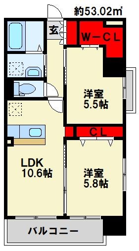 WIN黒崎 505号室 間取り