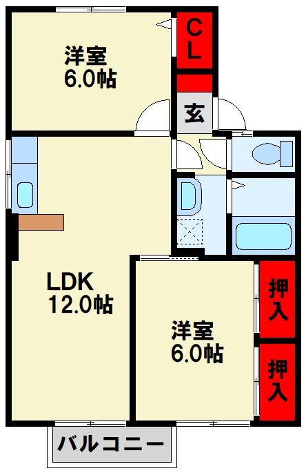 シャトレー松風 C棟  202号室 間取り