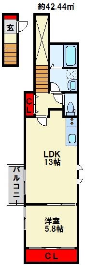AL SOLE　A棟  202号室 間取り