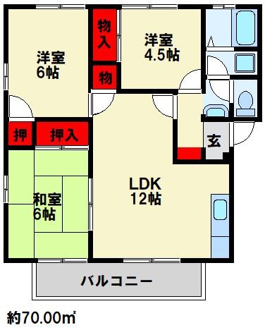 α橘 A棟 201号室 間取り