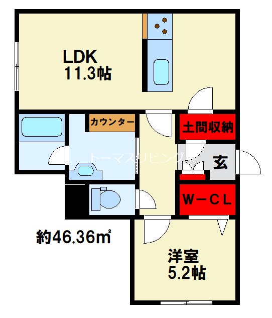 エクラージュ 103号室 間取り