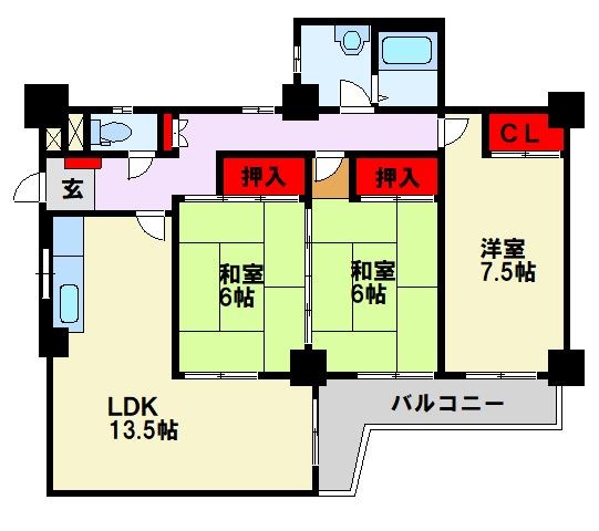 紅梅台ハイツ2 405号室 間取り