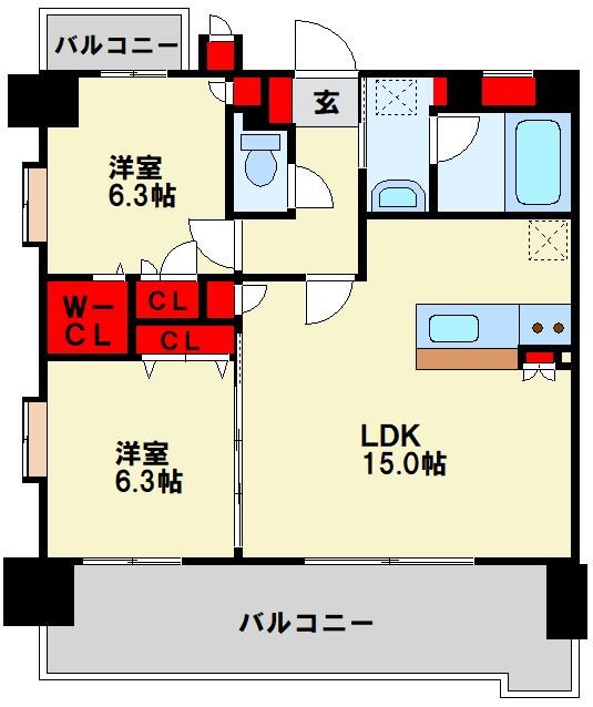 グランヒルズ戸畑 1101号室 間取り