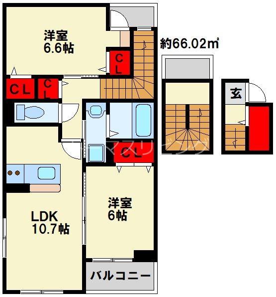 カミング萩ヶ丘公園 302号室 間取り