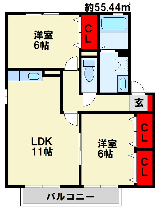 サニーフラット若園　D棟  間取り
