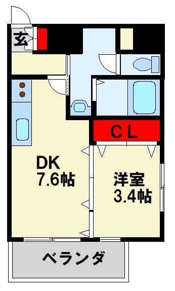 レクオス朋 401号室 間取り