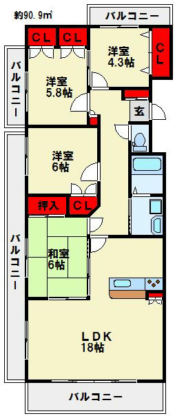 シャトレ大手町　S棟 間取り図