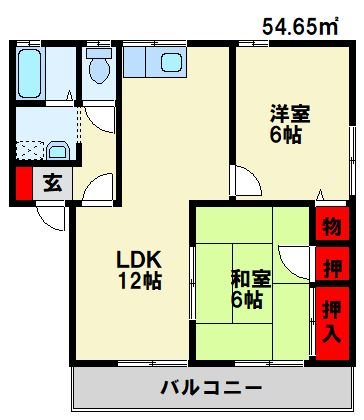 サンハイムK A棟 101号室 間取り
