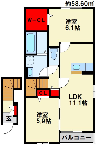 ヴィヴァーチェ直方Ⅱ 間取り