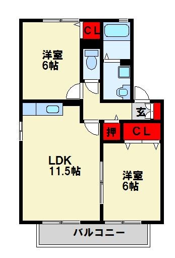 ジュネスK　B棟 間取り