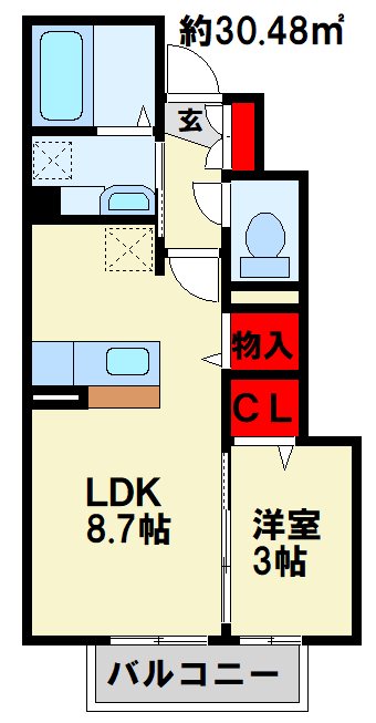 SW's riverside D-room 間取り
