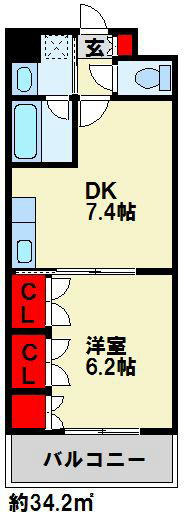 ラクーレⅤ片野  203号室 間取り