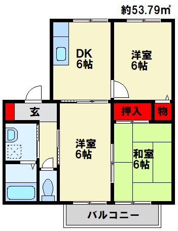 ベルクール D棟  201号室 間取り