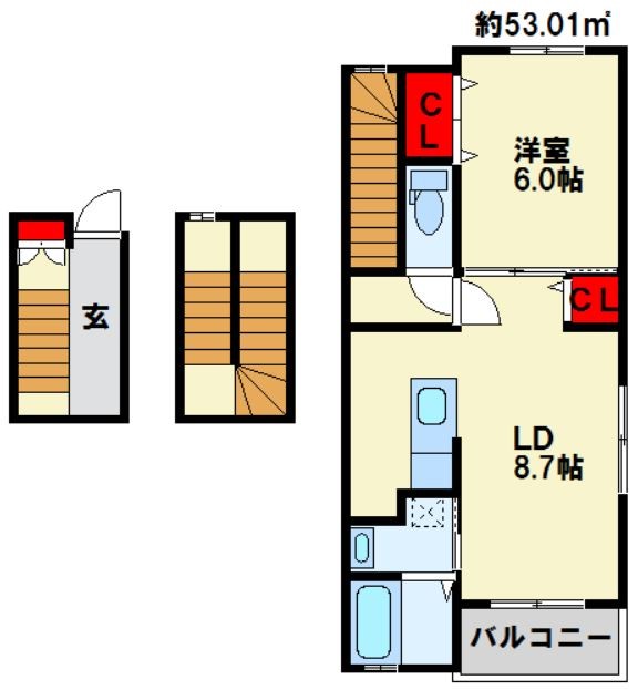 小文字ヒルⅠ   303号室 間取り