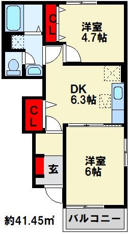 ベルサンライズ C棟  103号室 間取り