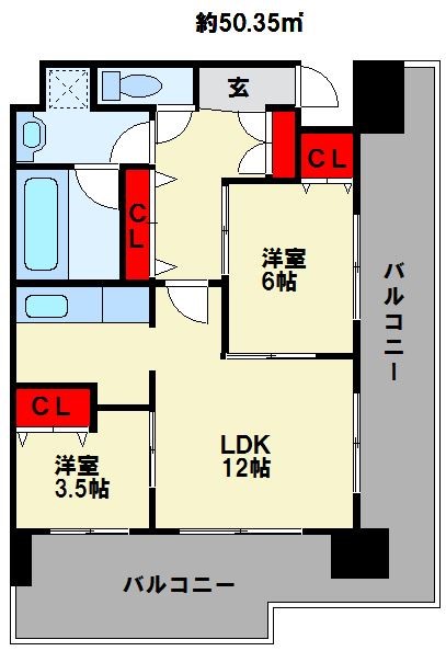 CPタワー 1401号室 間取り