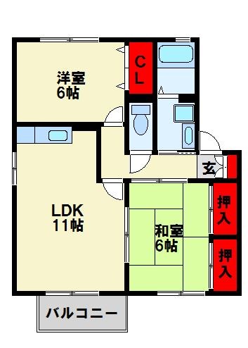 サウスヴィラ B棟 202号室 間取り