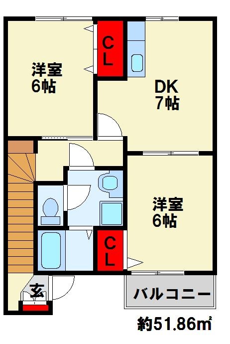 クレール上津役 間取り図