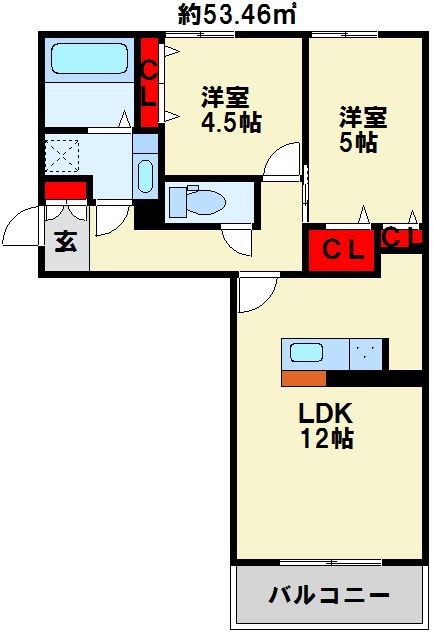 M・K・K下富野 303号室 間取り