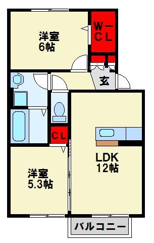ウィットエブリ B棟  間取り図