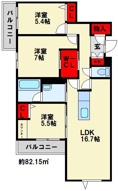 ベレオ本城東 間取り