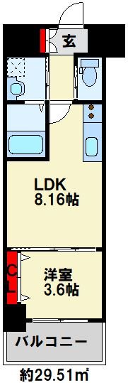 ERUZAGLANZ 黄金 702号室 間取り