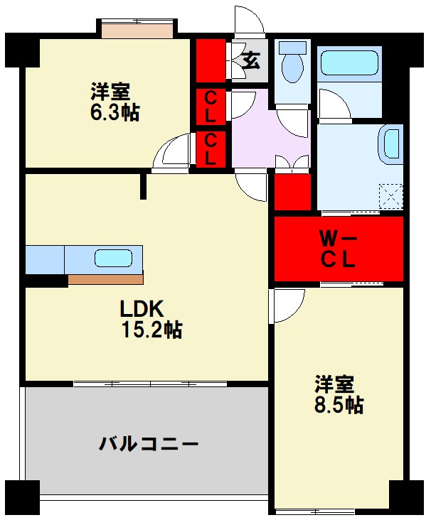 ルフォンド天神  302号室 間取り