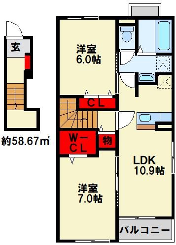 レジデンス プリュⅥ 202号室 間取り