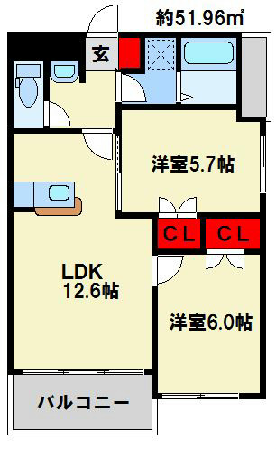 エイチエヌ石坪 301号室 間取り
